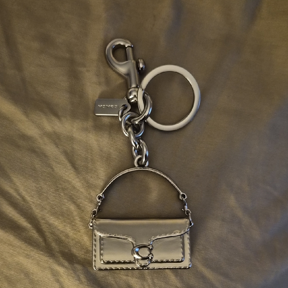 Coach Silver Keychain with Handbag Charm